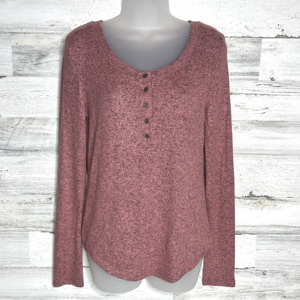 NWT Capella Round Neck Long Sleeve Button Henley